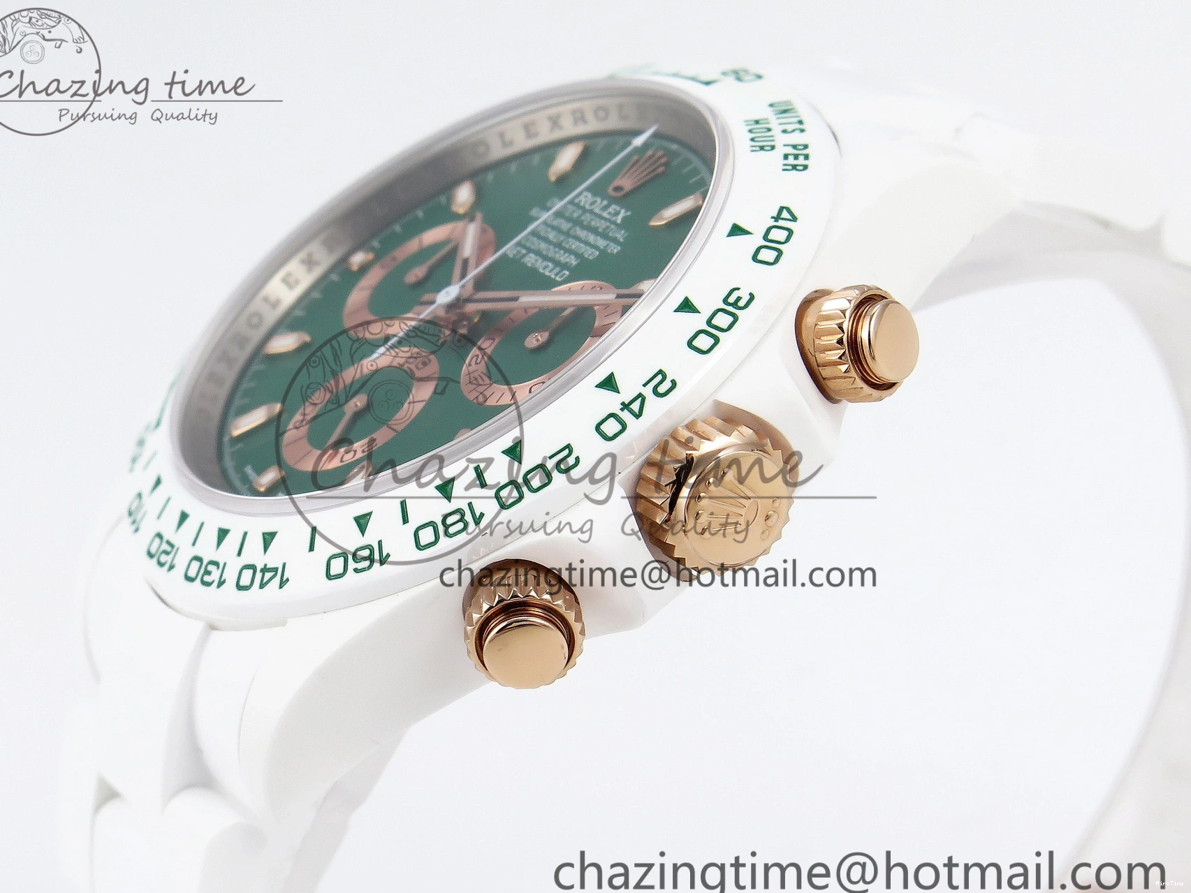 MiroTime 0203 MoistureWicking Daytona AET White Ceramic Case and Bracelet Green Dial SA4130 V 1891
